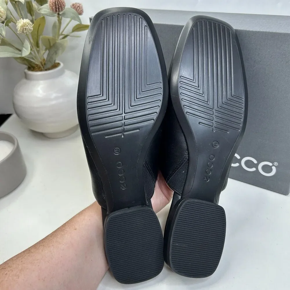 ECCO Anine Squared Buttery Soft Leather Flats Black 208293 Women's 40/9.5 NWB